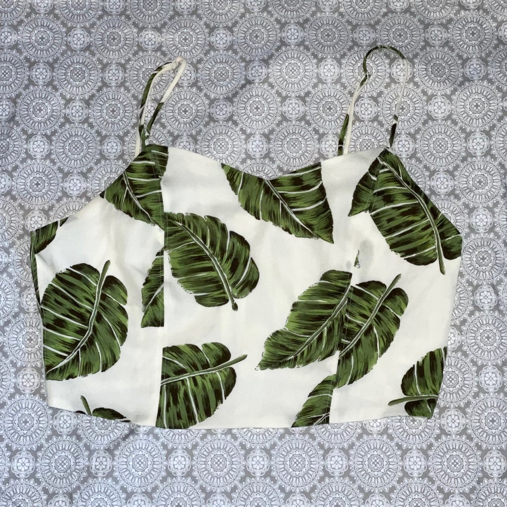 Tropical Palm Croptop Zipper Back By Gilli - Size L